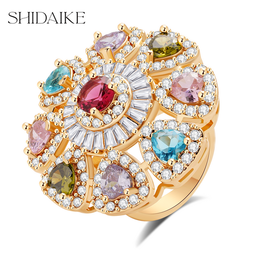 心形彩虹锆石戒指