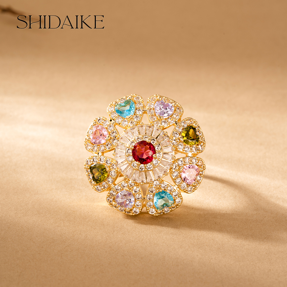 心形彩虹锆石戒指