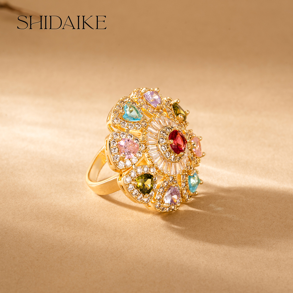 心形彩虹锆石戒指