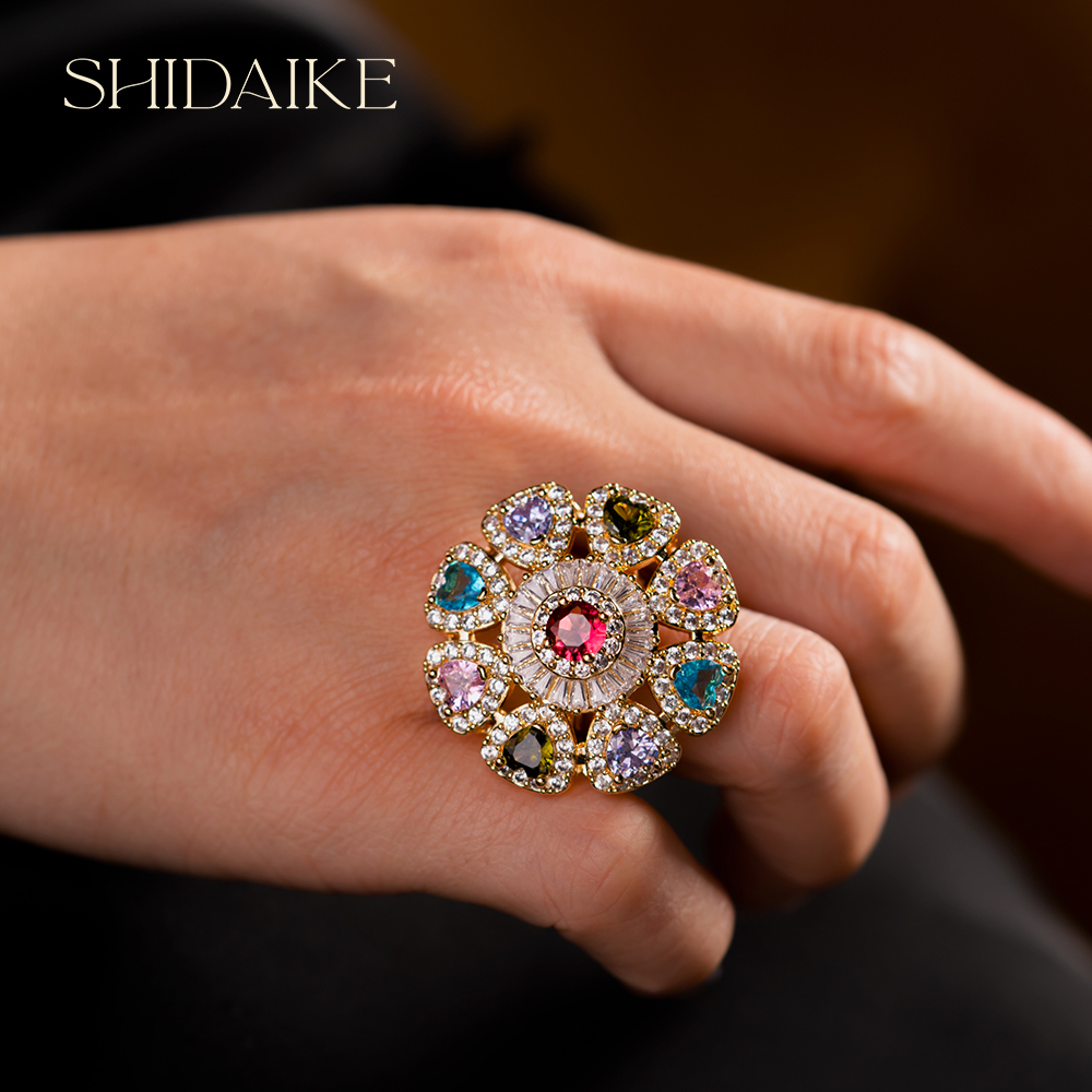 心形彩虹锆石戒指