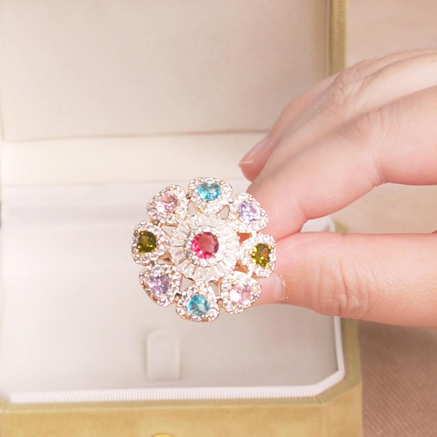 心形彩虹锆石戒指