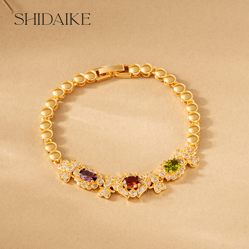 彩虹椭圆形锆石手链