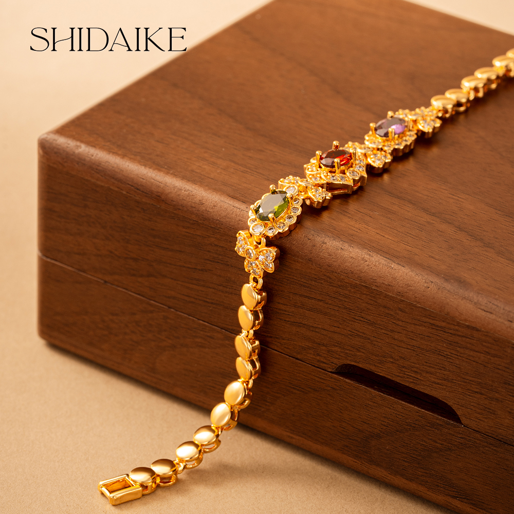 彩虹椭圆形锆石手链