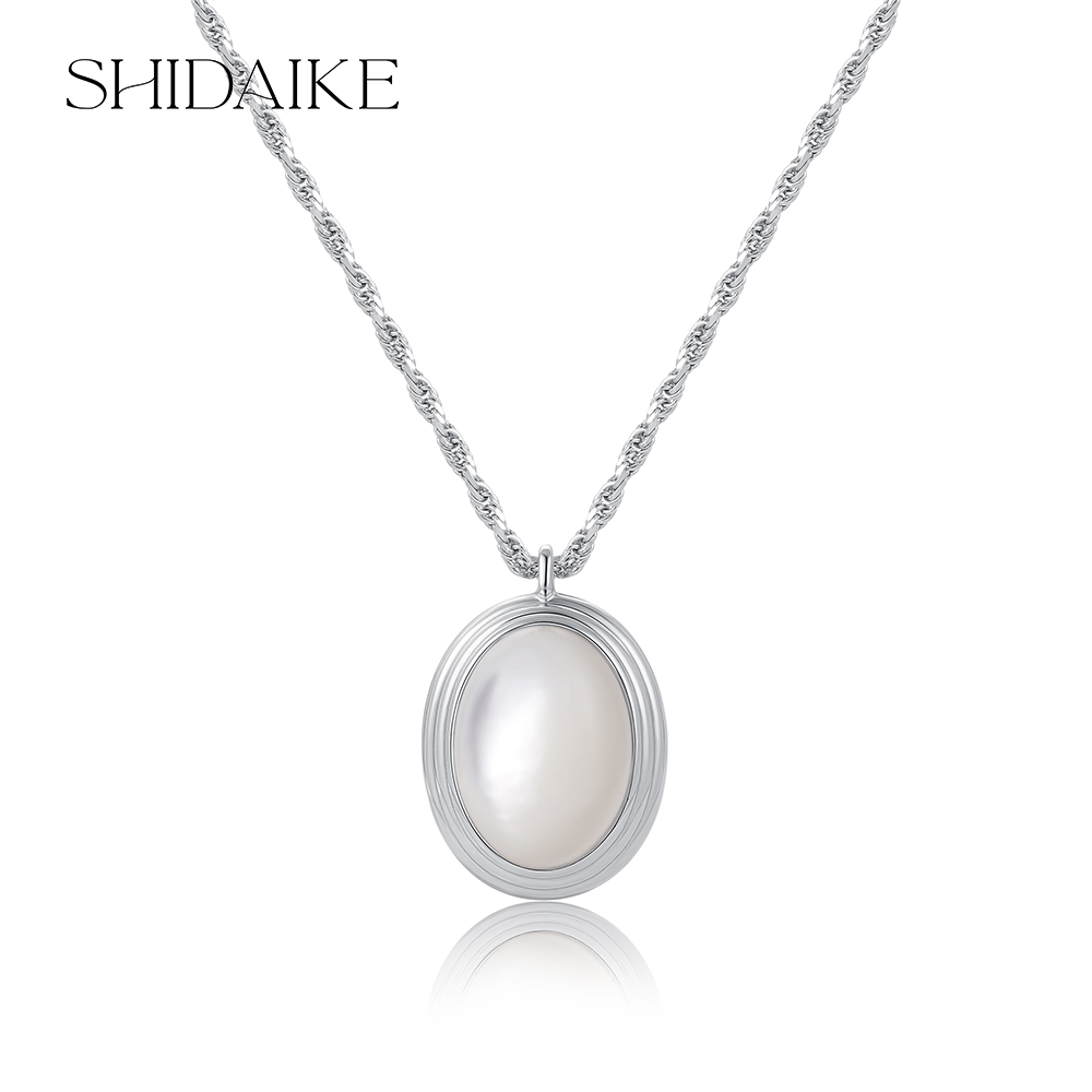 天然白贝母吊坠 项链