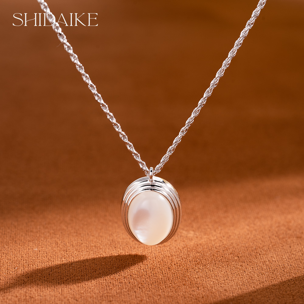 天然白贝母吊坠 项链