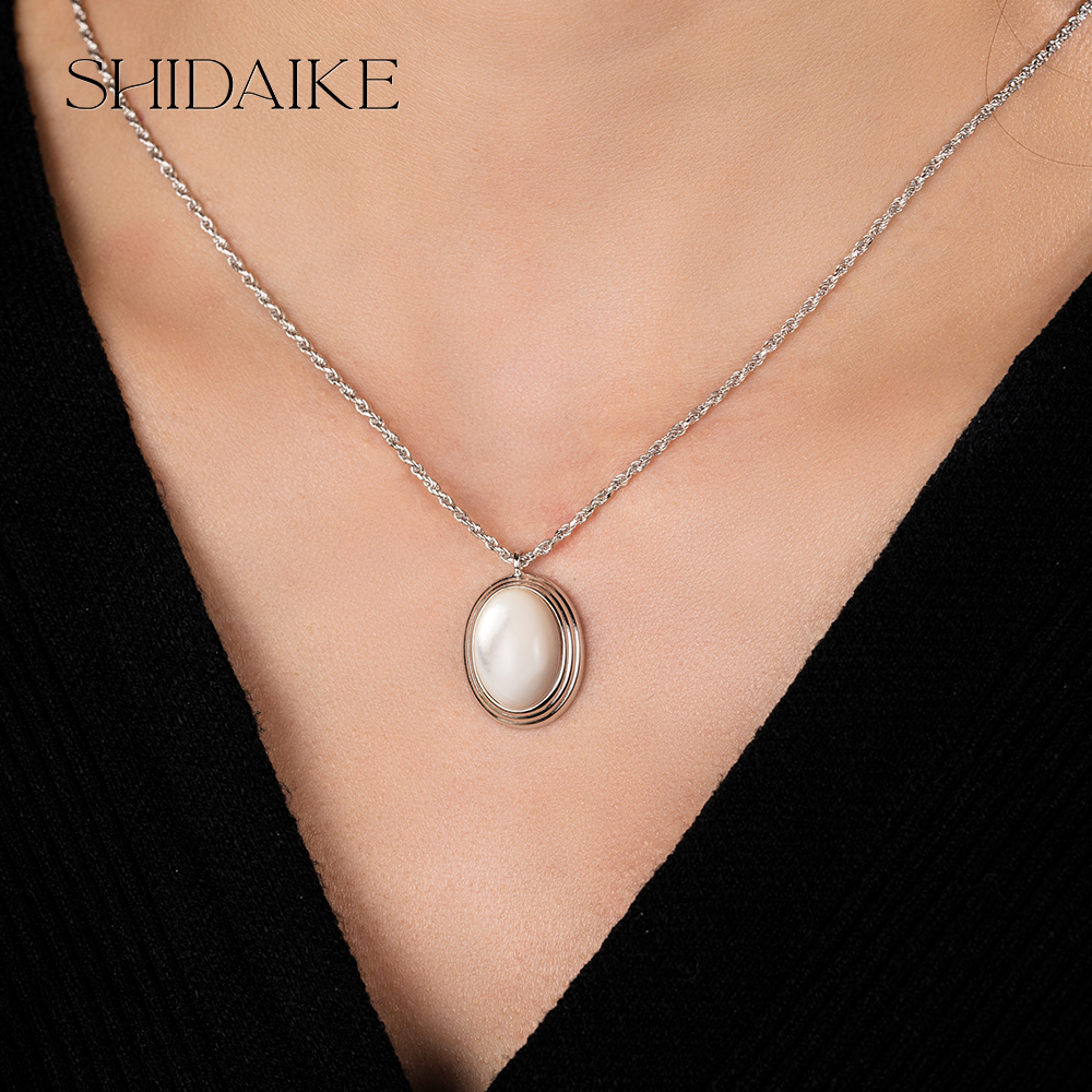 天然白贝母吊坠 项链