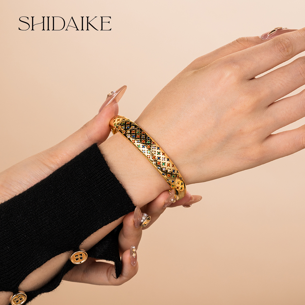 四叶草黑锆可开口手镯