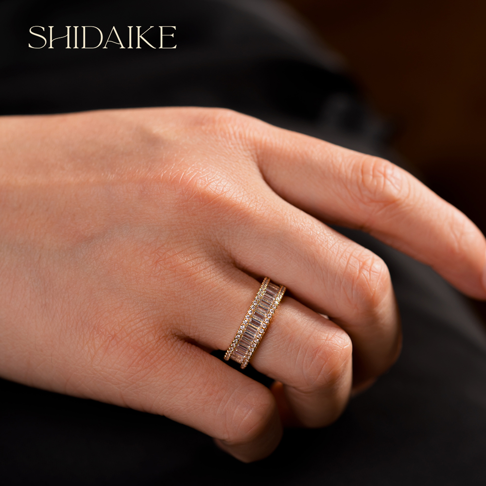 长方形排锆戒指