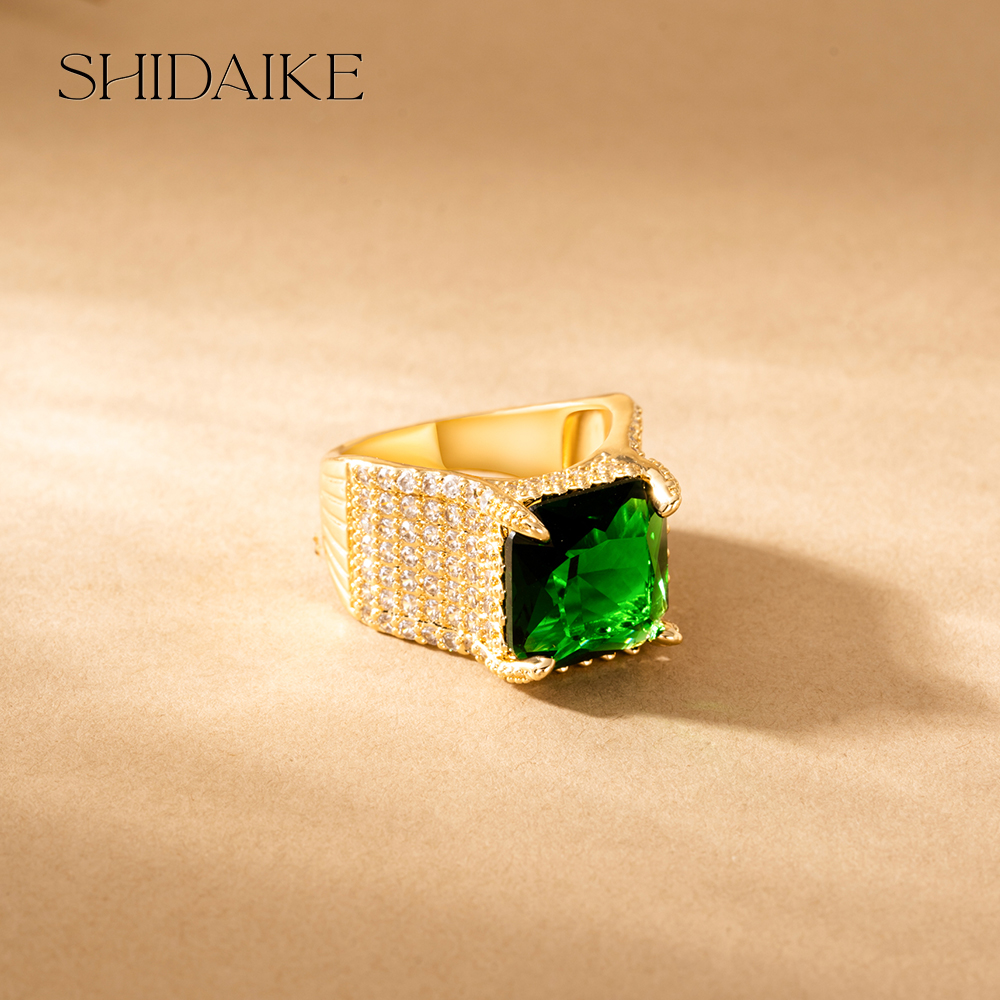 四爪绿色锆石铺面戒指